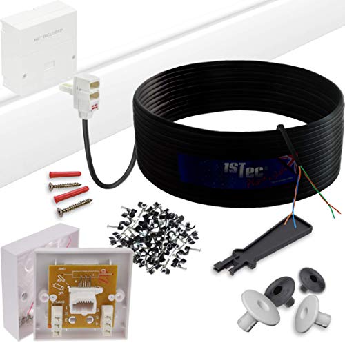 Image of 1STec 10m DIY BT Openreach Phone/ADSL Fibre Broadband Kit with Solid Core Twisted Pair Cable + Plug + 2/3a Surface Mount Wall Box + Grommets + Clips + Screws + Instructions (10 Metre, Black)