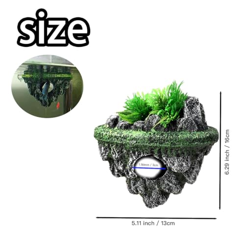 Aquarium Floating Island Decorations,Fish Tank Decorations, Interactive Fish Tank Toy for Betta Fish, Guppies, Goldfish, Shrimps, and Hermit Crabs