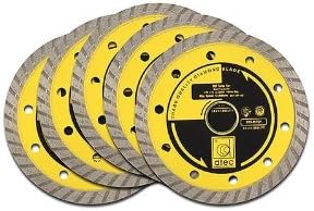 D-Tec DYB5K-05TGP 5-Inch Diamond Blade Wet/Dry General Purpose Turbo, Continuous Rim, 5-Pack