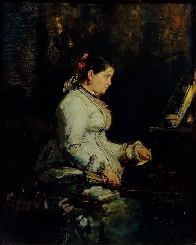 Tableau Toile Peinture Ilya Repin Femme au piano Émotion Artistique 60x90