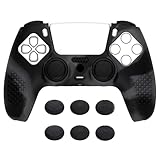 eXtremeRate PlayVital Hülle für ps5 Controller,Case Anti-Rutsch Schutzhülle Griffe Skin,6 Stück Stick Aufsätze für PS5 Controller(3D Noppen Edition,Dunkelgrau Schwarz)