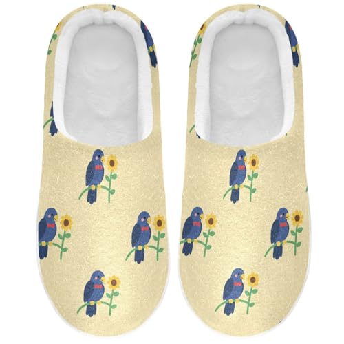 Cute Bird Flowers Floral Yellow Mens Womens Slippers Cozy Memory Foam Slippers Slip On Warm House Shoes for Indoor Outdoor Size 16/17 2301815