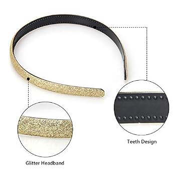 Glitter Headbands for Girls, Sparkly Colorful Plastic Headbands 10 Pcs