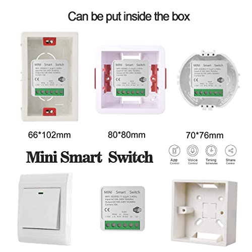 Waithome Mini Wifi Smart Wireless Light Switch, Universal Diy Relay Module For Smart Home Automation Solution, Compatible With Siri Alexa And Google Assistant Voice Speakers16A No Hub Required(2Packs) #TOP6