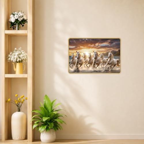 Image of 7 Running Horses Vastu Photo Frame, 8x12 Inch