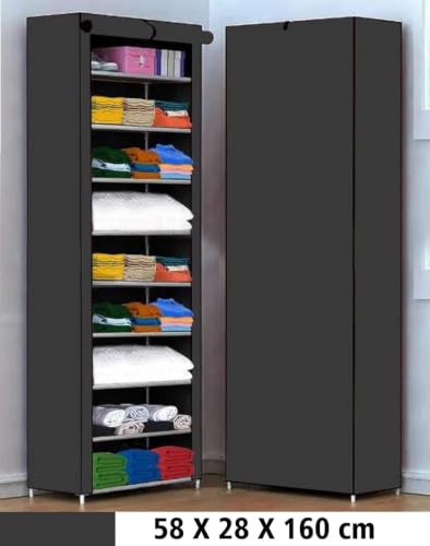Image of Collapsible Wardrobe 6 Shelves Storage Clothes Storage Rack Quick Wardrobe /Cabinet /Multipurpose Storage Rack, Foldable, Collapsible Fabric Organizer for Home Office