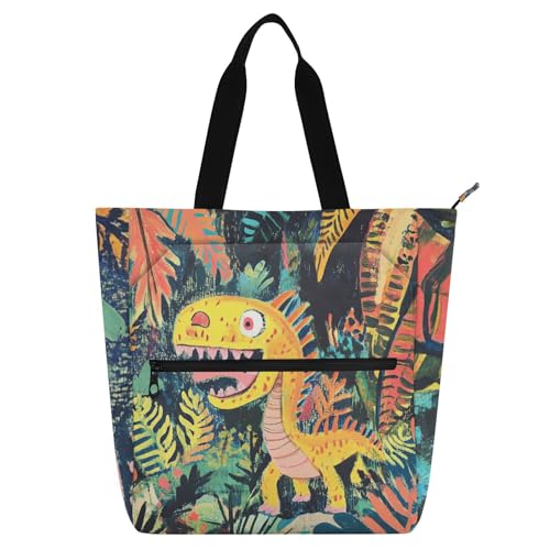 Bolsa de libros infantil y juvenil con un tierno diseño de dinosaurio