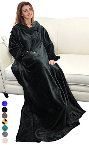 Catalonia Wearable Blanket with Sleeves and Pocket,Cozy Soft Fleece Mink Micro Plush Wrap