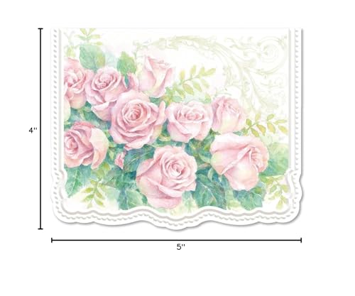 Image of Poster Foundry Rose Cascade Boxed Note Cards by Carol Wilson. 10 embossed 4x5 Die-Cut Notecards and Matching Envelopes in Decorative Gift Box with Magnetic Flap. NCP2429