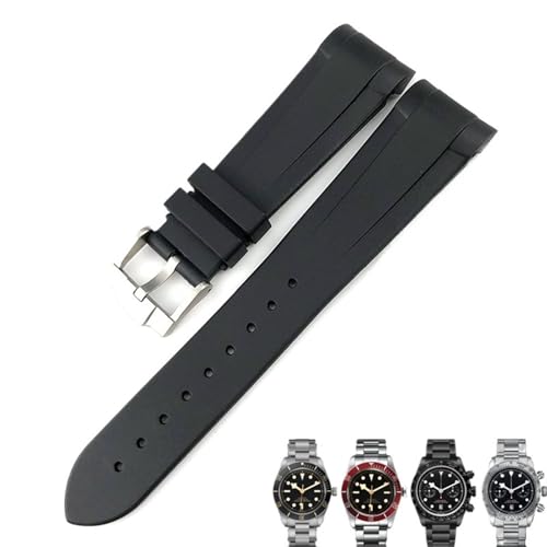 Bracelet silicone 20mm finition premium bleu pour Tudor Black Bay 1958