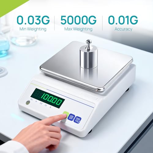 Image of High Precision Lab Scale Analytical Balance,G /ct /oz /lb,5000g x 0.01g