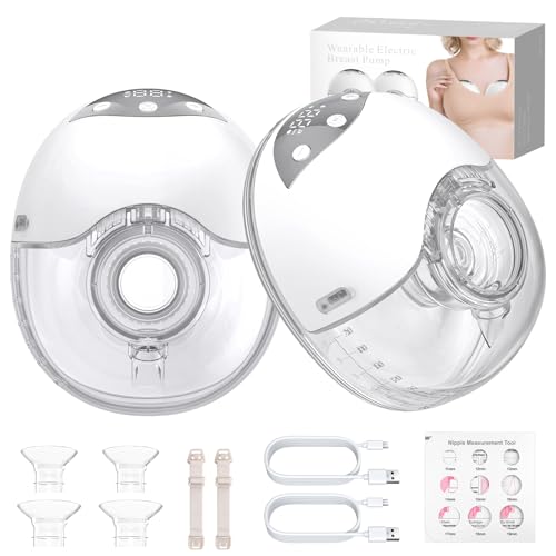 YGiTK 2 STKS Handsfree Borstkolf Sterke Zuig Elektrische Borstkolven Draagbare Draagbare Borstkolven 4 Modi & 12 Niveaus Borstvoeding Pomp Geluidsarm voor Kantoor Reizen Thuis 19/21/24mm Insert Flens