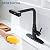 Deseegoal Waterfall Kitchen Faucets with Three Function Pullout Sprayer, Single Handle Faucet for Kitchen Sink 1 or 3 Hole Installation, 360°Rotatable Kitchen Sink Faucet, Black