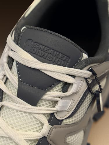 Image of The Souled Store Fumes NX: Sage Men and Boys Low Top Sneakers Green and Off White Streetwear Chunky Trainer Breathable Mesh Cushioned Midsole Durable Sole Lace Up Lightweight Padded Collar