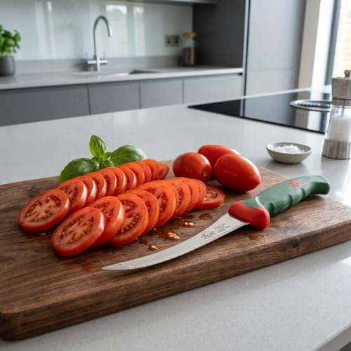 Image of AcE Tomato Knife Set - 1 Pack, Serrated Tomato Slicer, 420J2 Surgical Stainless Steel, 54?55 HRC, Long-Lasting Edge, Multicolor Hygienic Ergonomic Handles