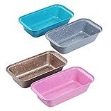 4PCS Medium Loaf Bread Pan, Non-stick Coating Carbon Steel Baking Bread Pan (Gold/ Pink/Blue/Grey),Safety bread Loaf Pan