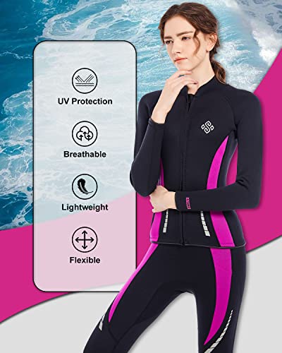 Seaskin Wetsuit Tops para Mujeres 3mm con Cierre Frontal miniatura 3