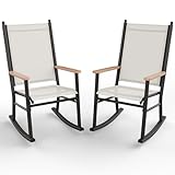 Shintenchi 2 Pcs Outdoor Rocking Chairs Set,Upgraded High Back Patio Rocking...