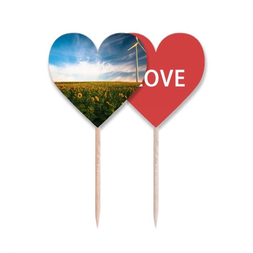Cure-dents bleu tournesols drapeau et cœur pour coffret cadeau invités de fête