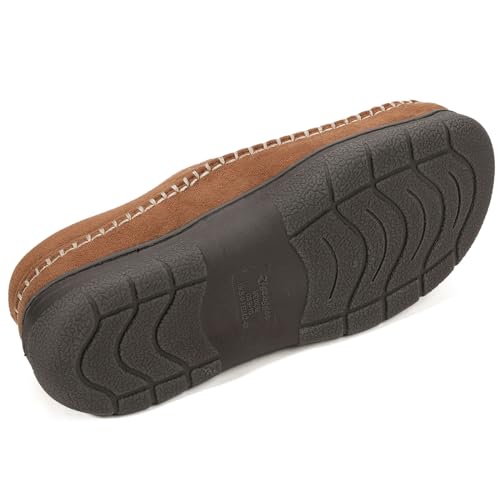 Zigzagger Men's Slip On Moccasin Slippers, Indoor/Outdoor Warm Fuzzy Comfy House Shoes, Fluffy Wide Loafer Slippers,Pumpkin, 15 D(M) US