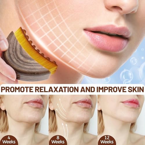 Image of Diamo Care Lymphatic Face & Neck Contour Brush - Wooden Sculpting Massage Tool for Jawline, Anti-Puffing, Skin Lifting & Circulation Boost | Soft Dense Bristles Facial Massager for Women & Men (Pack 1)