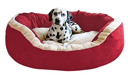 Petslover Luxurious & Durable Polyester Filled Soft Dual Colour Dog/Cat Bed (XL, Red) L95 X W80 X H25 cm (B07ZHDS64T) Amazon Price History, Amazon Price Tracker