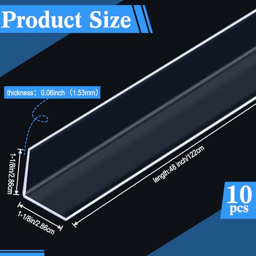 Image of Sasylvia 10 Pcs Wall Corner Protector Guards, Vinyl 1-1 /8 x 48 Inches Corner Trim Molding, Avoid Scratching Scuffs, Ease Install and Cleaning for Door Countertop Furniture Cabinet Protection, Clear
