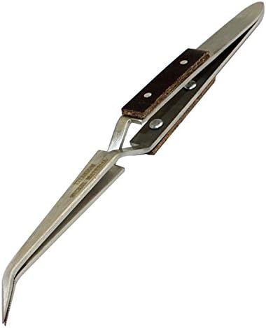 PHYHOO Cross Locking Tweezers Curved Tip Jewelry Making Soldering Tool Heat Resistant