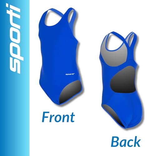 Sporti Solid Wide Strap One Piece Swimsuit Bathing Suit for Girls with UPF Protection and Racerback Style Youth Old Version2