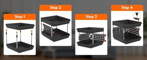 Image of JD Fresh 2 Tier Plastic Storage Drawer Organizer /Stackable Kitchen Organiser Rack /Breathable Design Shelf Storage Stand /Multipurpose Storage Rack for Kitchen, Office, kids room and Pantry (Black)