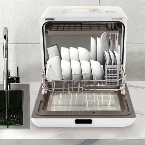 1200W Countertop Dishwasher w/ 5 Liter Built in Water Tank Portable Compact Mini Dishwasher 360° Streak-Free Deep Cleaning for Home Apartments RVs