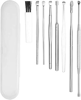 nuoshen 7 Pieces Ear Wax Removal Ear Pick, 7-in-1 Ear Cleaning Tool with Small Cleaning Brush Stainless Steel Ear Curette