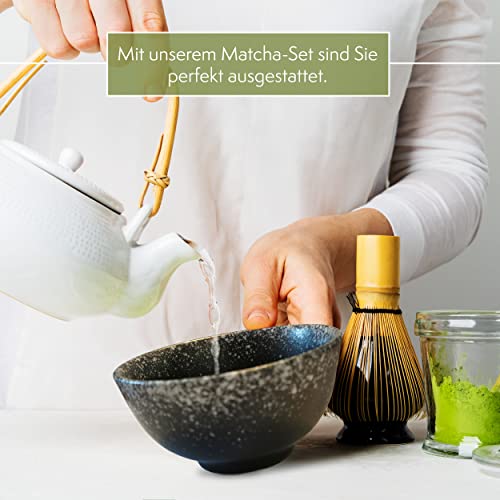 Miniatura 6 de Té Matcha Kit De Batidor De Matcha Y Cuchara De Bambú, Soporte De Batidor Y Cuenco De Cerámica - Juego De Regalo Para La Preparación Del Té Tradicional Japoné