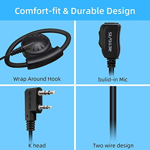 Retevis Cuffie Radio Bidirezionali con Microfono