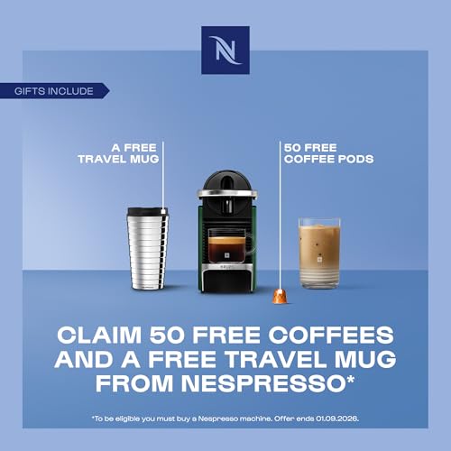 Image of Nespresso Pixie Coffee Pod Machine by Krups, Compact Espresso Maker for Original Pods, 19-Bar High Pressure, Fast Heat-Up, Energy Saving, Auto Shut-Off, Recyclable Pods in Dark Green