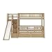 RUNNA Twin Over Twin Bunk Bed with Slide, Storage Drawers & Staircase, Solid Pine Wood Frame, No Box Spring Needed, Kids Bedroom Space-Saving Furniture (01-Walnut)