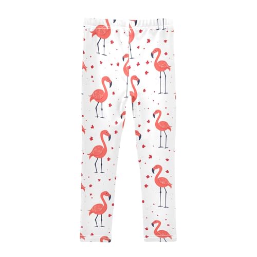 Red Flamingo Floral Girls Leggings Soft Stretch Workout Yoga Dance Pants for Kids Casual Tights2