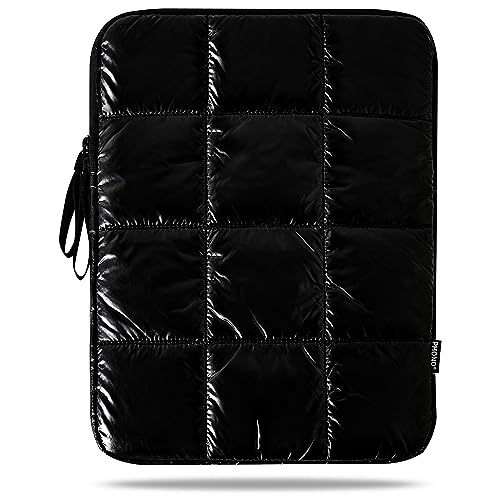 Funda para laptop de 14 pulgadas impermeable estilo Puffy negra para MacBook de mujer