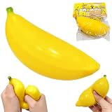Bannana Squishy Toy, Banana Squishy Squeeze Toy, Banana Fruit Squishy Fidget Toy, Soft Dough Stress Balls, Squishies Stress Relief Toys for Adults Kids, Party Favors Goodie Bag Fillers Birthday Gift
