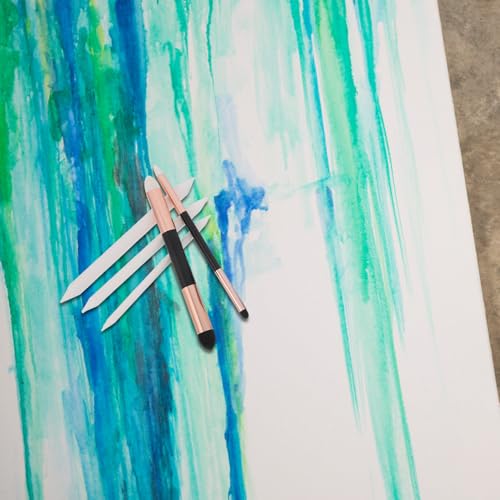 Cabilock Juego de 5 Herramientas de Dibujo para Difuminar Doble Cabezal (grande y Pequeño) Dorado 3 Esponjas para Frotar Papel, Pincel de Esponja para Sombras y Herramienta - imagen 6