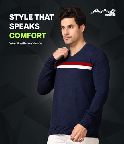 Image of AWG ALL WEATHER GEAR Men's V-Neck Full Sleeve Sweater | Sweater for Winter | Plain Casual Wear Sweater l Sweater for Men | Pullover for Men | Winter Wear Sweater for Men | Mens Sweater