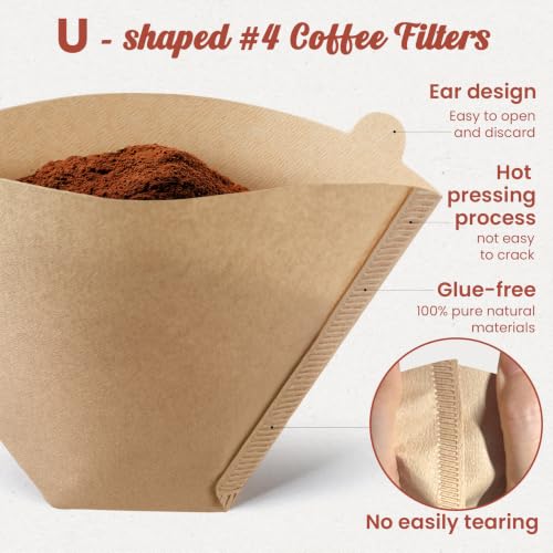 Image of 500 Count Coffee Filters #4, Unbleached Cone Coffee Filter 8-12 Cup