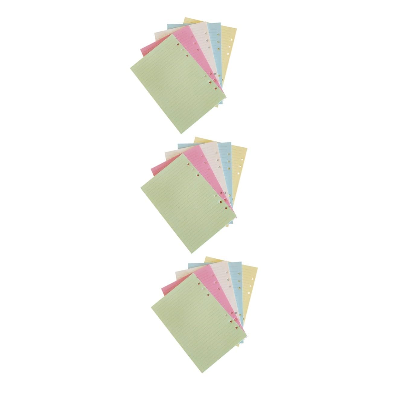 300 Piezas Recambio Papel Perforado Cuaderno de Anillas de Colores Recambios Extraíbles para Notas Planificación y Diario Kit