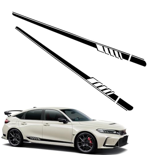 Image of 2PCS Car Side Body Decals, 4.52 inch x 88.58 inch Car Side Skirt Long Stripes Decals, Waterproof Personalized Stripe Stickers, Auto Stickers Accessories, Creative Door Decoration Stripe (Black)