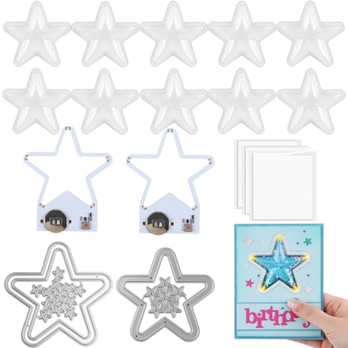 Image of OTCRAFT 20 PCS/Set Star Creative Easy Halo Lights & Easy Lights for DIY Light-Up Christmas Cards Making Scrapbook Decoration ; Self-Adhesive Light-Up Units with Warm White LEDs (Without Battery)