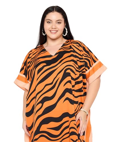 Image of Gypsie Blu Women Plus Size Kaftan Dress Beach Cover Up Maxi Dresses for Women, V-Neck Kimono Sleeve 1X-3X
