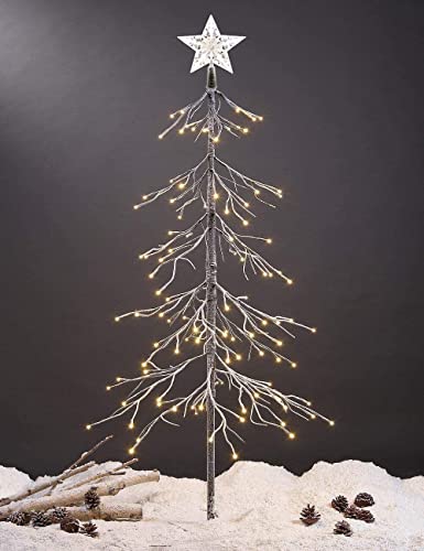 LIGHTSHARE 6 ft. Snowy Fir Tree, 144 LED Lights, for Indoor and Outdoor Use, Warm White, for Home Festival Party Christmas