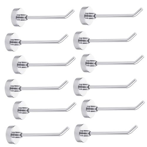 12uds Ganchos Magnéticos, 7cm Resistentes Ganchos Imán con Capacidad de Hasta 0,5kg para Colgar en la Pared Refrigerador Garaje o Cocina (Plateados)