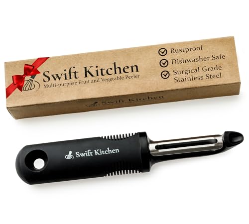 Vegetable Potato Peeler with Ultra Sharp Surgical Grade Stainless Steel - Multipurpose, Rustproof, Dishwasher Safe, Ergonomic - Peelers for Kitchen, Potato, Carrot, Veg, Fruit, Citrus