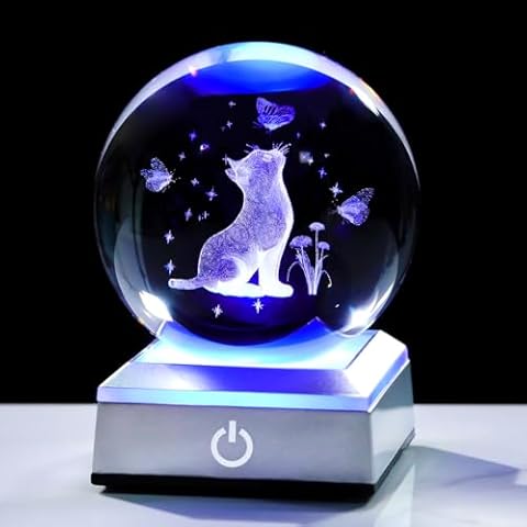 Movdyka Crystal 3D Cat and Butterfly Figurine Cover